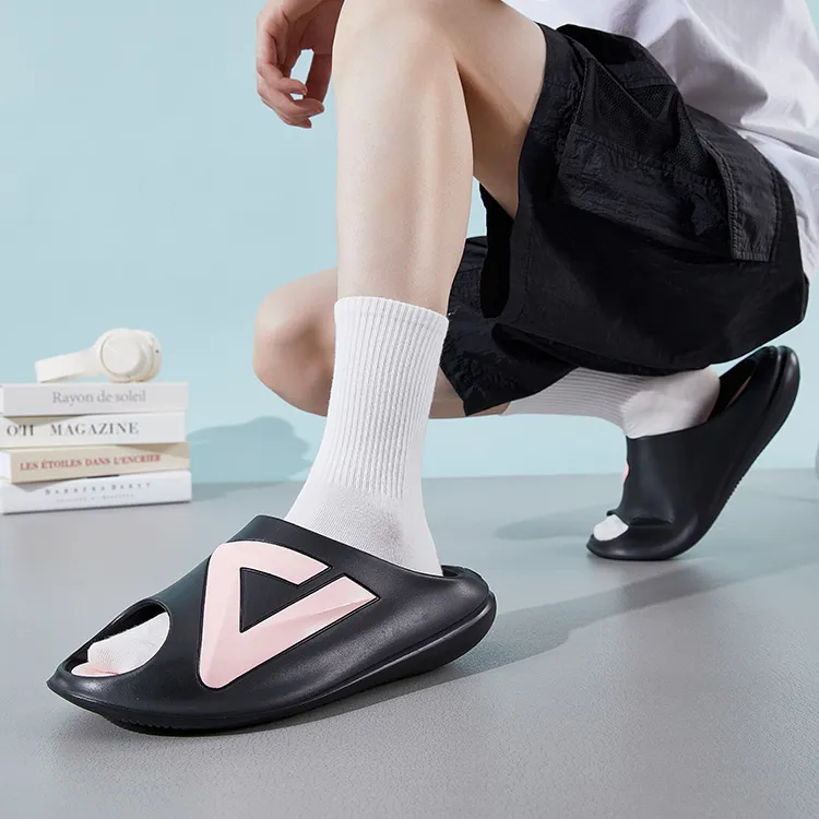 PEAK Very Small Fat Drag Slip Resistant Abrasion Resistant Cushioning Slide Slippers Unisex Black Pink-5