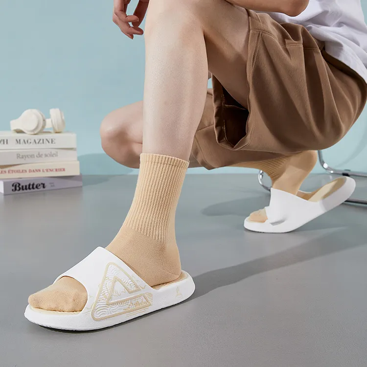 PEAK State Pole Classic Drag Quiet Slip Resistant Cushioning Slide Slippers Unisex White Light Khaki-7