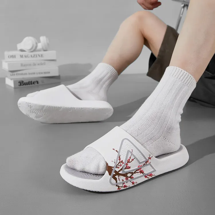 PEAK State Pole Classic Drag Quiet Slip Resistant Abrasion Resistant Slide Slippers Unisex Ivory/Gray-6