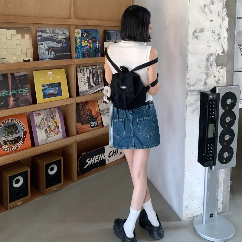 MeiHaoStore Casual Short Skirts Women's Blue-4