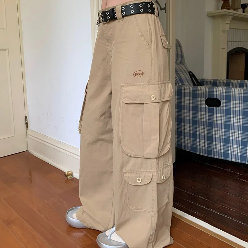 MeiHaoStore Cargo Pants Women's Khaki-3