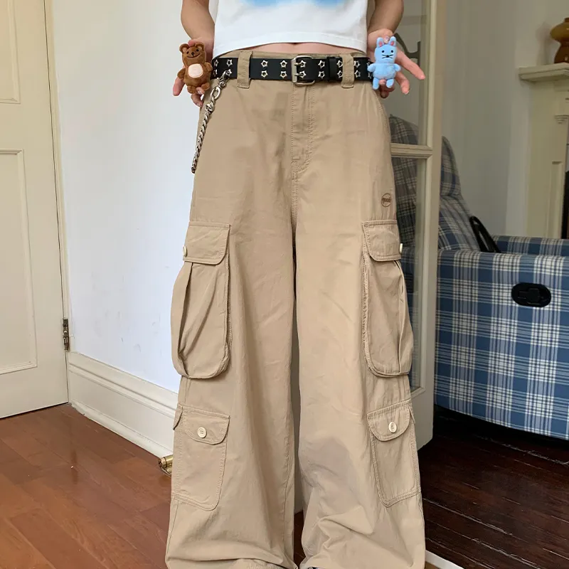 MeiHaoStore Cargo Pants Women's Khaki-2