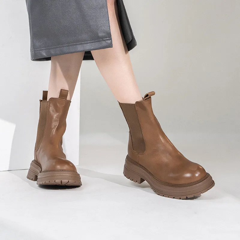 Anthony Miles Crew Chelsea Boots Women's Khaki-6