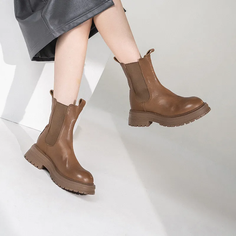 Anthony Miles Crew Chelsea Boots Women's Khaki-5
