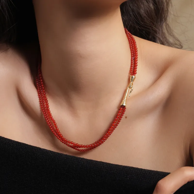 Arsis Copper Alloy Necklaces Unisex Red-4
