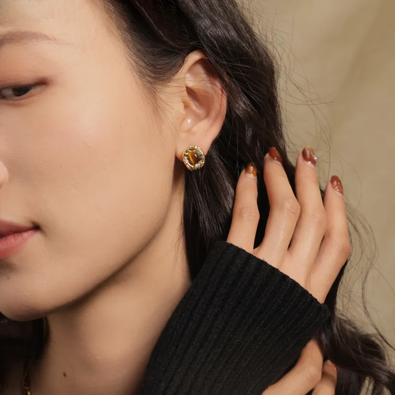 Arsis 925 Sterling Silver Stud Earrings Unisex Gold Silver Two Tone-12