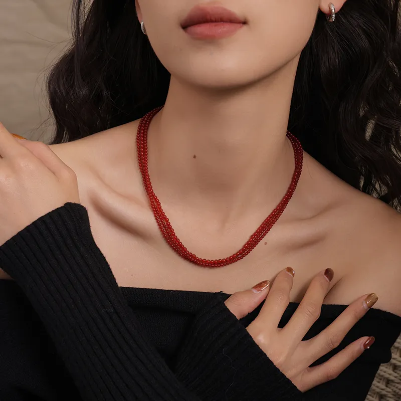 Arsis Copper Alloy Necklaces Unisex Red-2