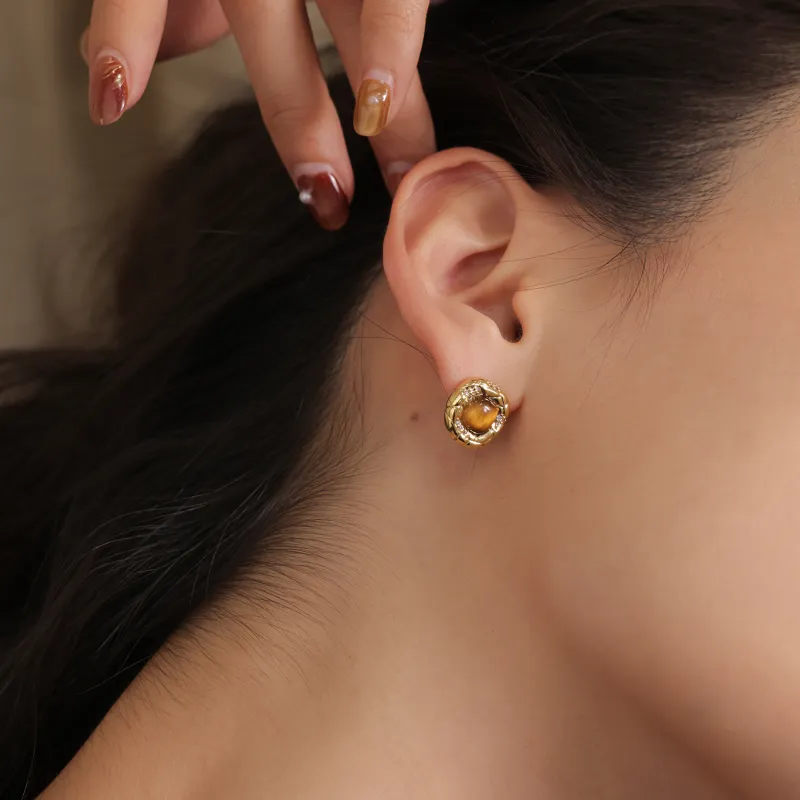 Arsis 925 Sterling Silver Stud Earrings Unisex Gold Silver Two Tone-11