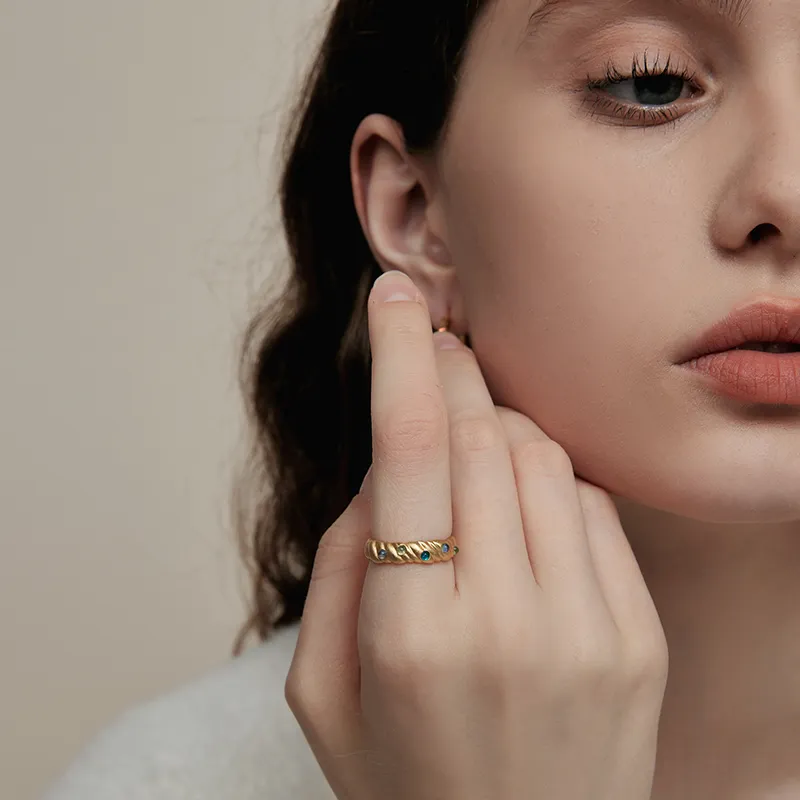 Arsis Gold Plated Multicolor Glass Rings Women's Gold-1