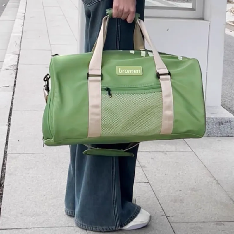 Bromen Polyamide Gym Bag, Yoga Training Bag, Luggage Bag, Travel Bag 20L Unisex Khaki/Fresh Green-9