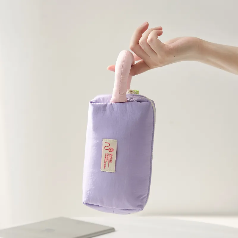 Bromen Nylon Cable Storage Bag Unisex Purple/Green Grape & White Contrast-3