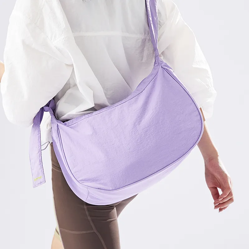 Bromen Wash Nylon With Water Travel Backpack Crossbody Bag Medium Size Women's Bright Purple/Milk White/Black/Gray-1