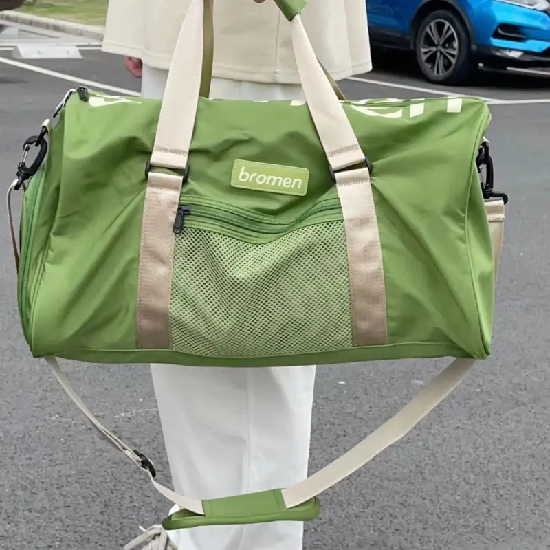Bromen Polyamide Gym Bag, Yoga Training Bag, Luggage Bag, Travel Bag 20L Unisex Khaki/Fresh Green-8