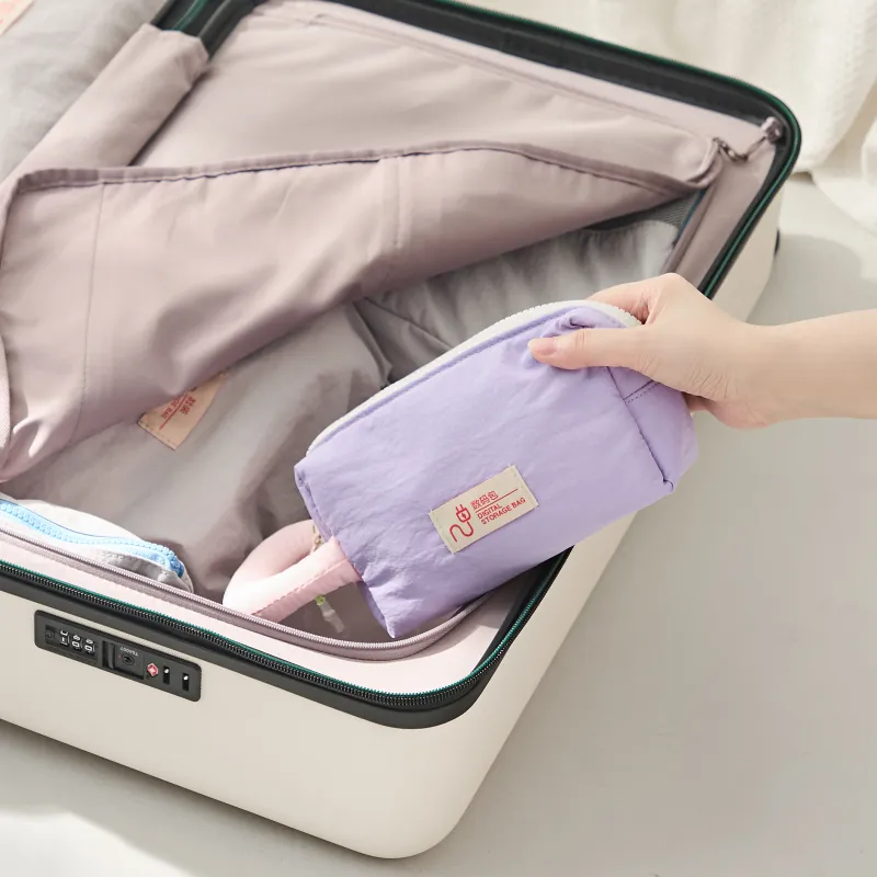 Bromen Nylon Cable Storage Bag Unisex Purple/Green Grape & White Contrast-4