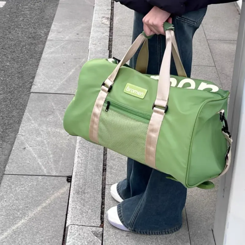 Bromen Polyamide Gym Bag, Yoga Training Bag, Luggage Bag, Travel Bag 20L Unisex Khaki/Fresh Green-10