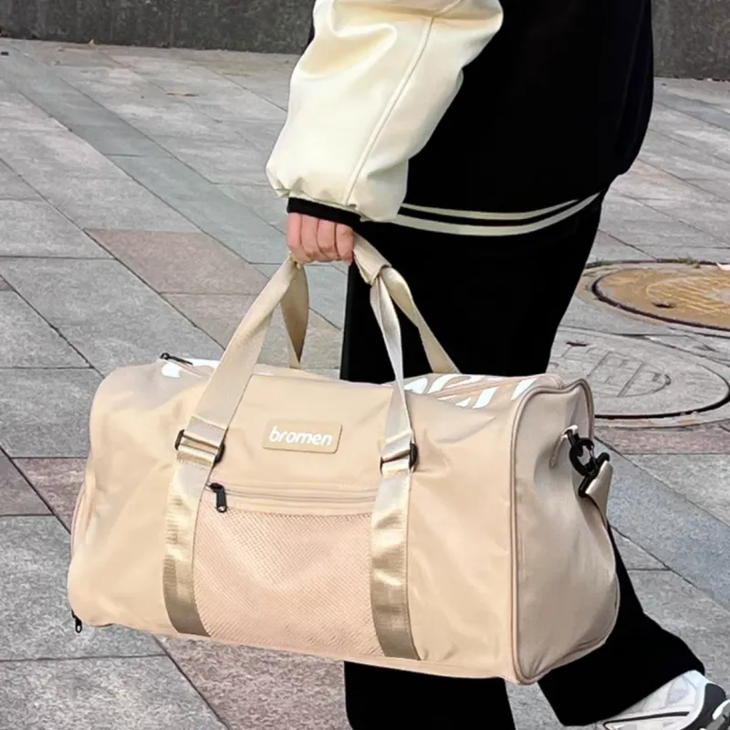 Bromen Polyamide Gym Bag, Yoga Training Bag, Luggage Bag, Travel Bag 20L Unisex Khaki/Fresh Green-4