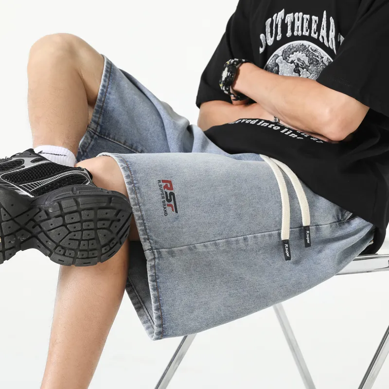 R.super Denim Shorts Unisex Light Blue-6
