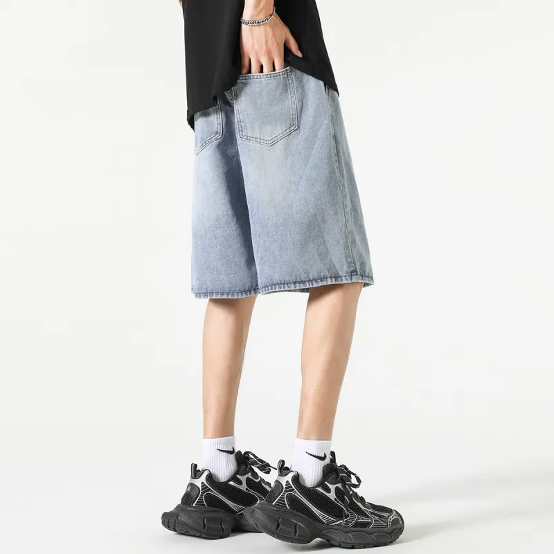 R.super Denim Shorts Unisex Light Blue-4
