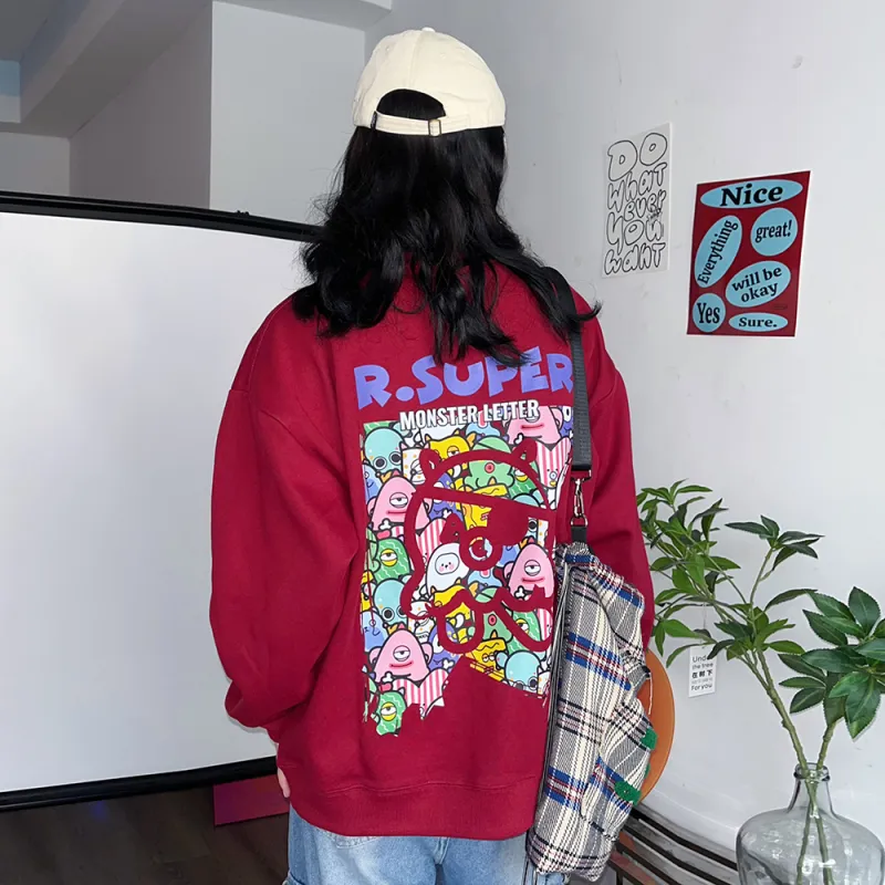 R.super X Monster Letter Co branded Series Sweatshirts Unisex-4