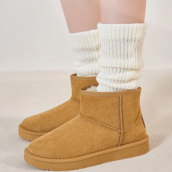 RENBEN Warm Slip-Resistant Short Snow Boots Women's Brown-5
