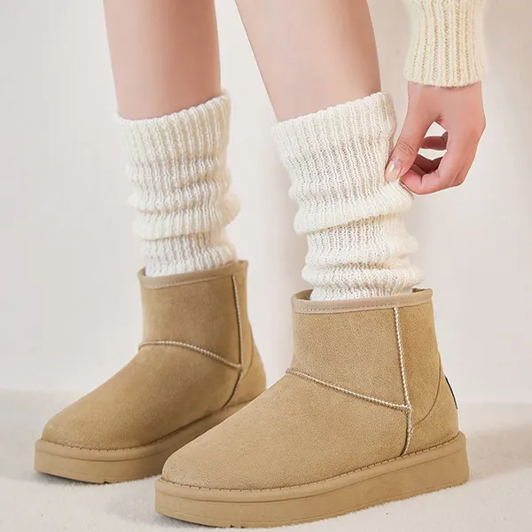 RENBEN Warm Slip-Resistant Short Snow Boots Women's Khaki-6