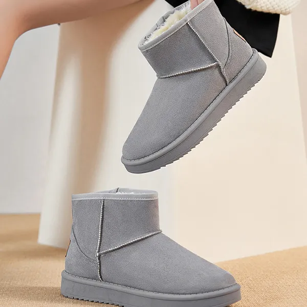 RENBEN Warm Slip-Resistant Short Snow Boots Women's Gray-5