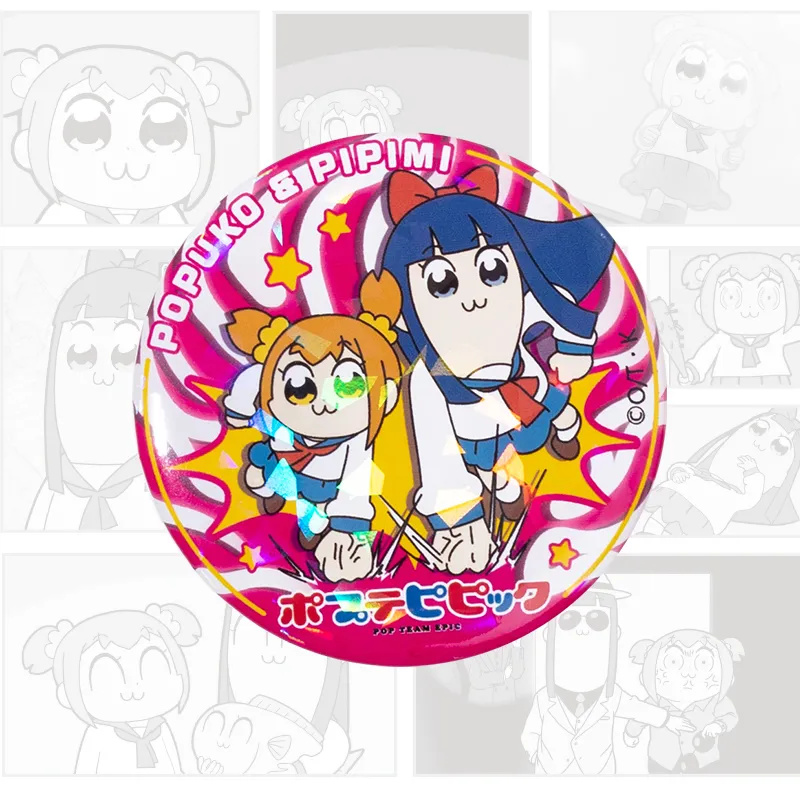 Crooked Melon Production Pop Team Epic And Pipi Mei Authentic Authorized Round Badge Badges-15