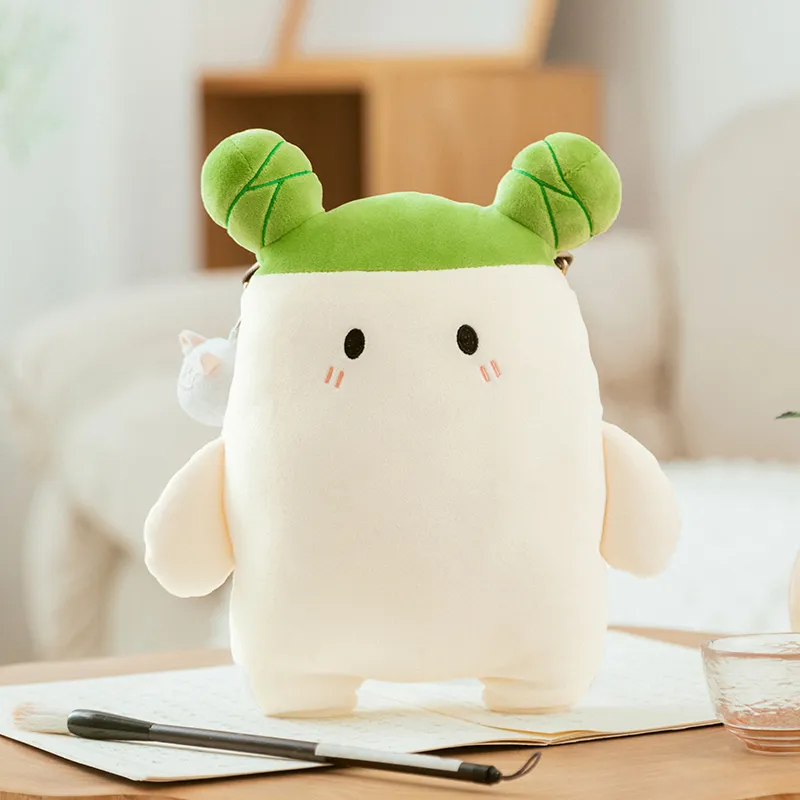 Crooked Melon Production Plush Shoulder Bag, Crossbody Bag Regular Women's White & Green-3