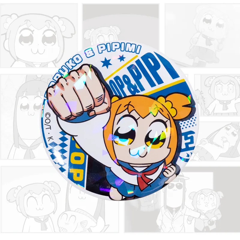 Crooked Melon Production Pop Team Epic And Pipi Mei Authentic Authorized Round Badge Badges-17