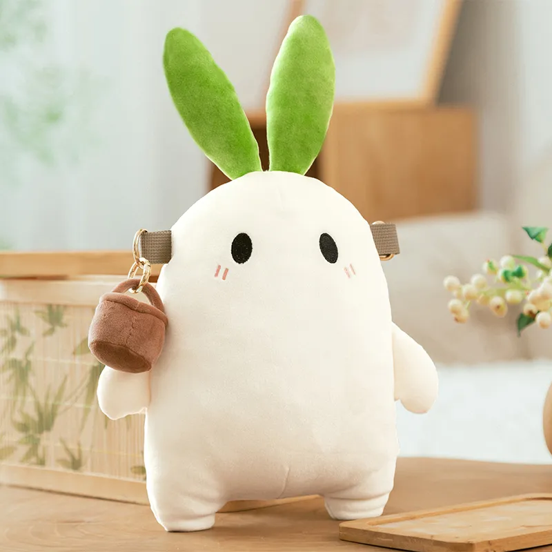 Crooked Melon Production Plush Shoulder Bag, Crossbody Bag Regular Women's White & Green-5