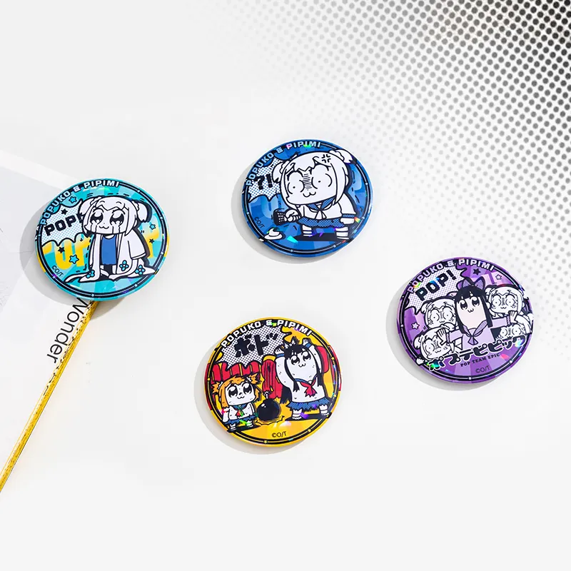 Crooked Melon Production Pop Team Epic And Pipi Mei Authentic Authorized Round Badge Badges-4