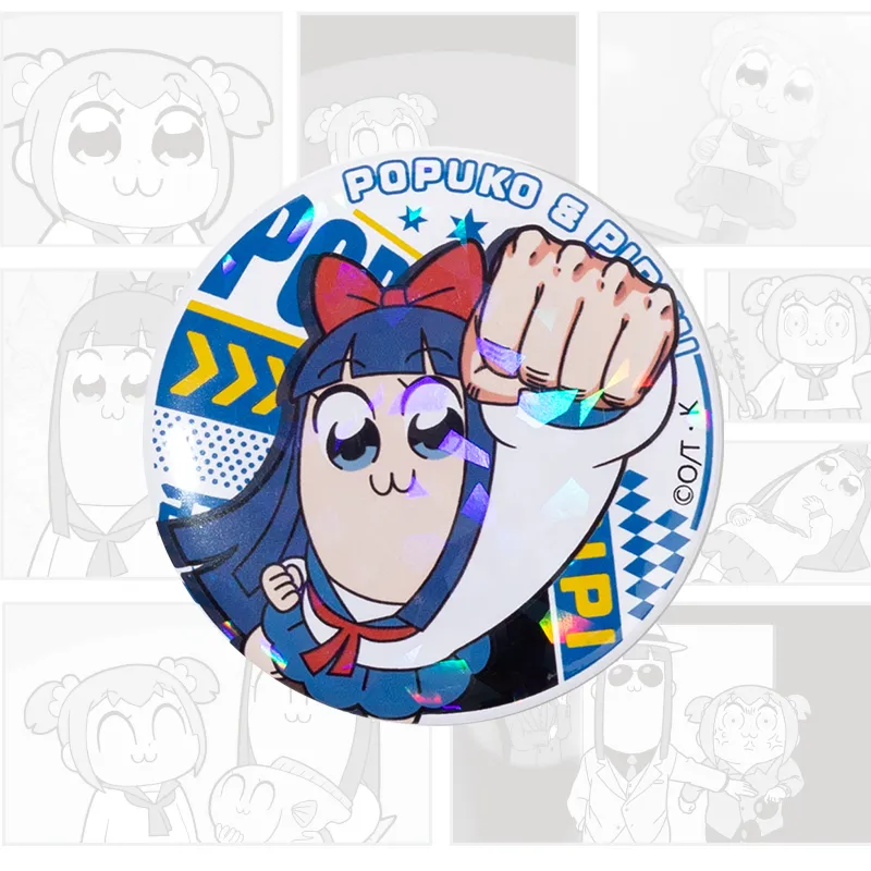 Crooked Melon Production Pop Team Epic And Pipi Mei Authentic Authorized Round Badge Badges-19