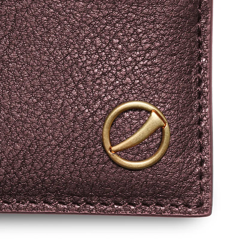 SUPERMERCY One Stroke Series The First Layer Of Calfskin Card Holder Mini Unisex Black/Purple Glaze-14