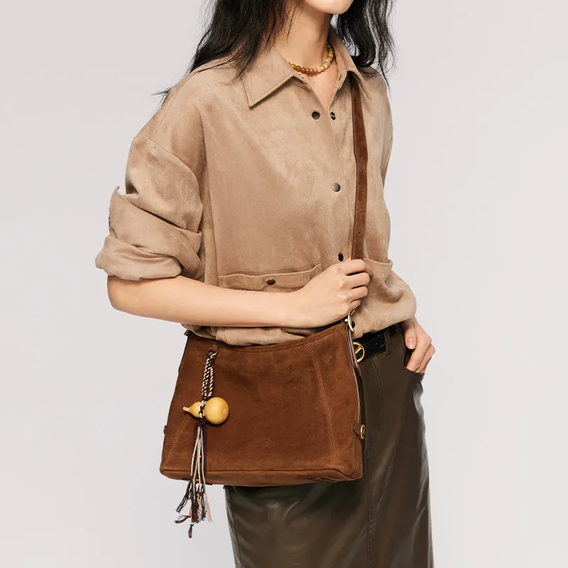 SUPERMERCY One Stroke Series Sheepskin One Shoulder Underarm Crossbody Bag Women's Multicolor Scheme-2