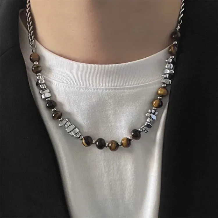 ALIEN BANG Tiger's Eye Stone Necklaces Men's-1
