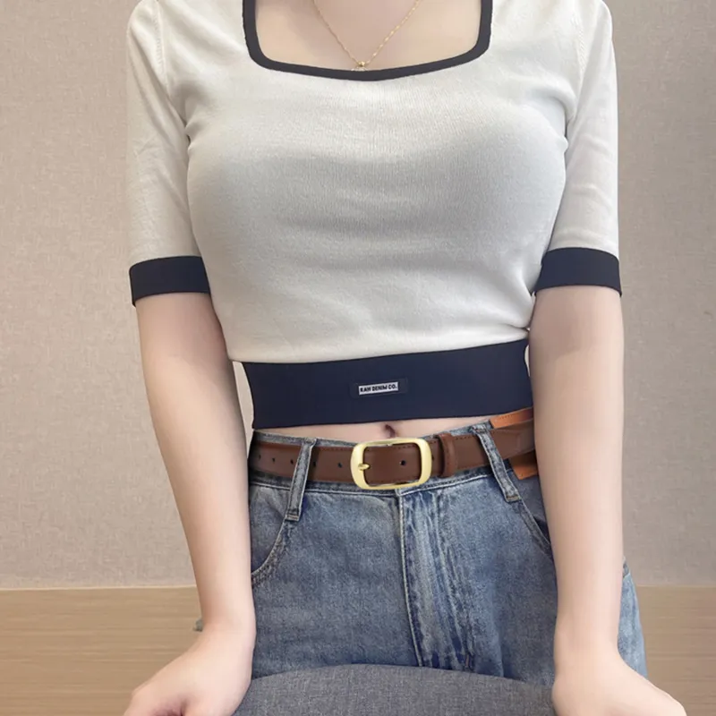 ALIEN BANG Double-Strand Pin Buckle Chanel-Inspired Preppy Style Leather Belts Women's Width 2.8cm-7