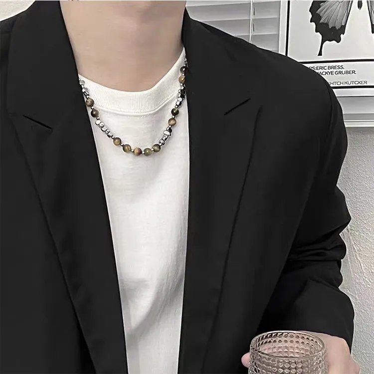 ALIEN BANG Tiger's Eye Stone Necklaces Men's-2