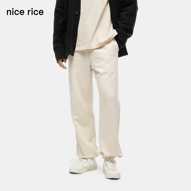 Nice Rice Knitted Sports Pants Men's White Heather Gray-1