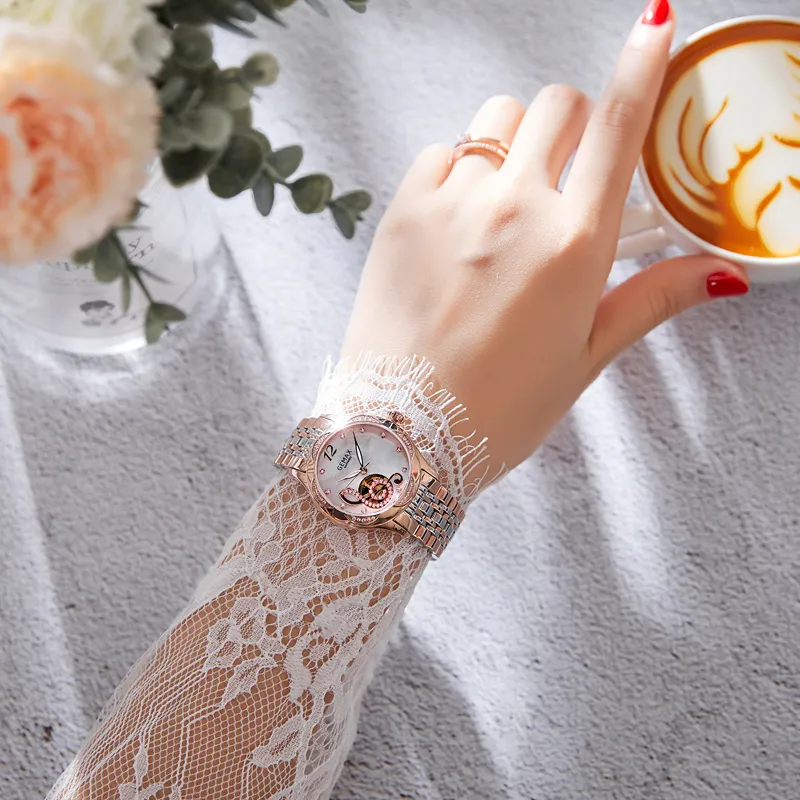 GEMAX Heart Series Automatic Mechanical Movement Stainless Steel Watchband Watch Women's Watch Multicolor Watch Dial-2