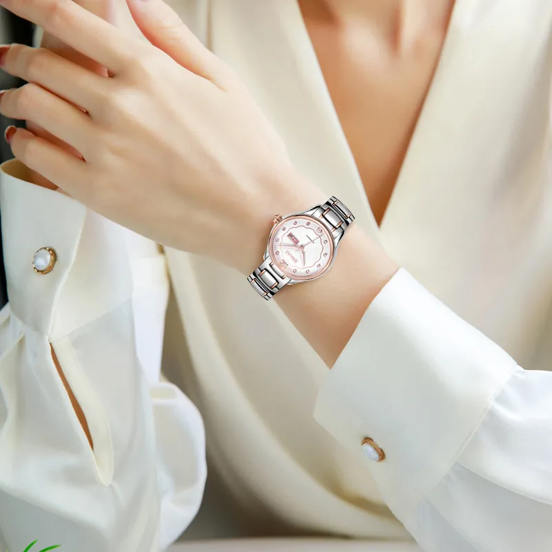 GEMAX Wrist Watch Mechanical Movement Stainless Steel Watchband Watch Women's Watch White Dial-1