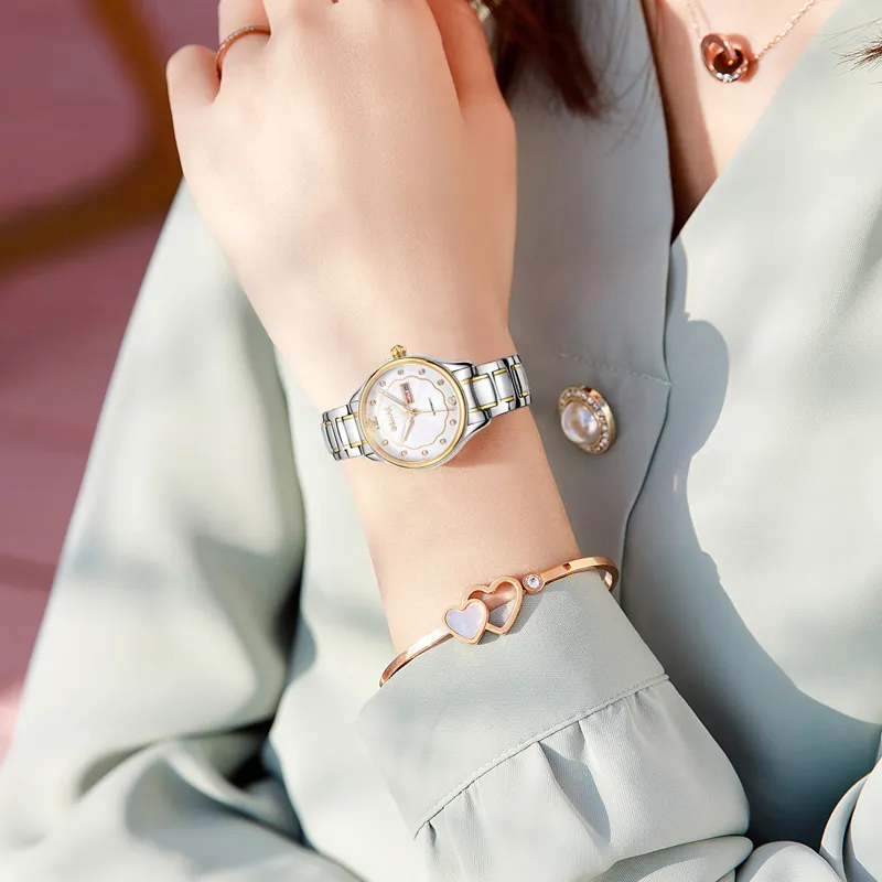 GEMAX Wrist Watch Mechanical Movement Stainless Steel Watchband Watch Women's Watch White Dial-11