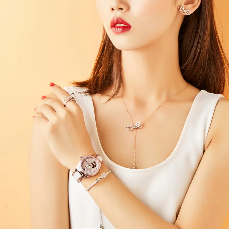 GEMAX Wrist Watch Automatic Mechanical Movement Ceramic Strap Watch Women's Watch Mother of Pearl Color Watch Dial-12