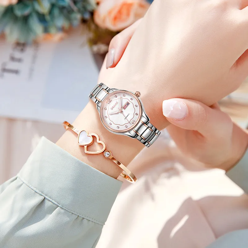 GEMAX Wrist Watch Mechanical Movement Stainless Steel Watchband Watch Women's Watch White Dial-5