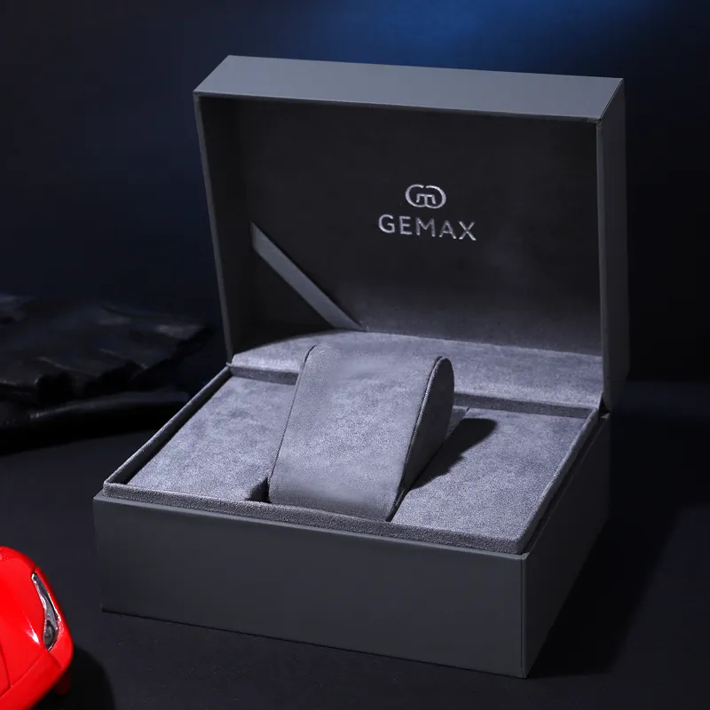 GEMAX Wrist Watch Mechanical Movement Cow Leather Strap Watch Men's Watches Black Dial-4