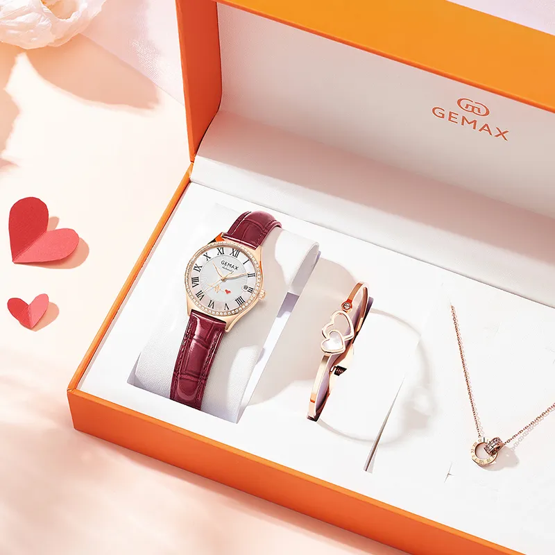 GEMAX Wrist Watch Automatic Mechanical Movement Genuine Leather Strap Watch Women's Watch White Dial-9