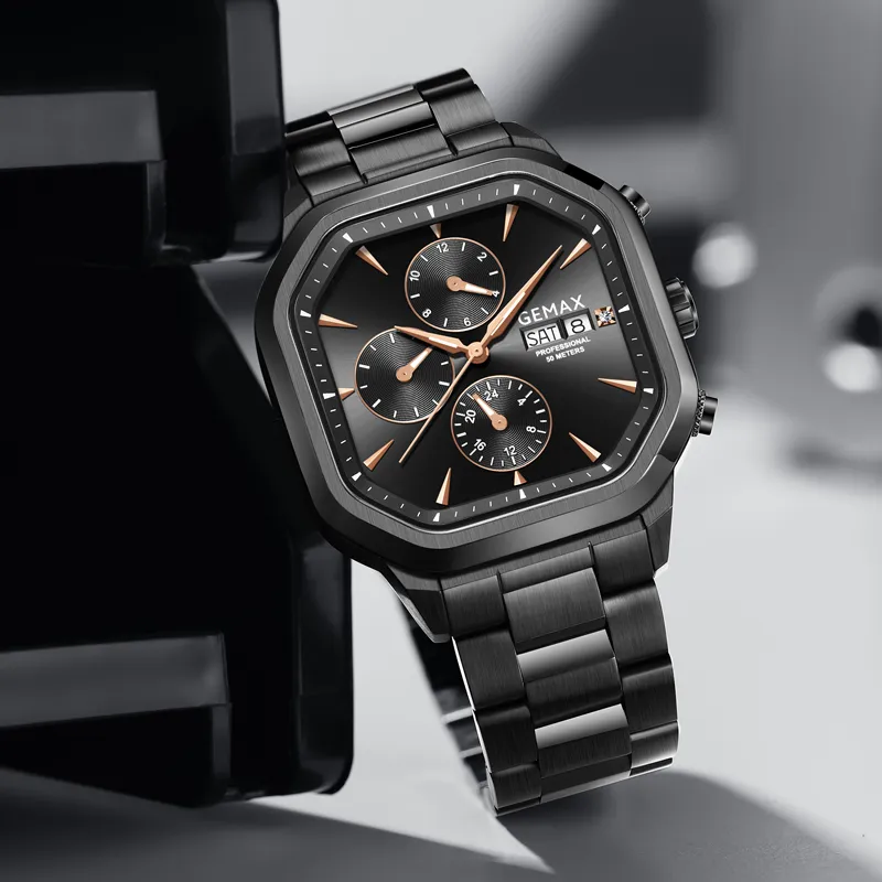 GEMAX Wrist Watch Automatic Mechanical Movement Stainless Steel Watchband Watch Men's Watches White Dial-8