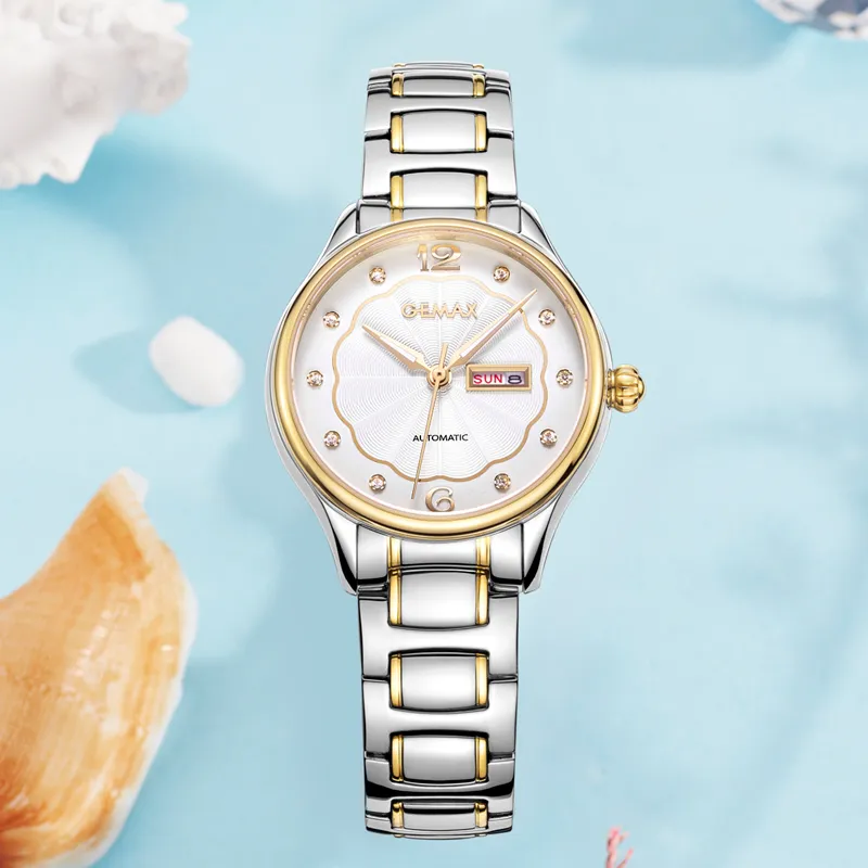 GEMAX Wrist Watch Mechanical Movement Stainless Steel Watchband Watch Women's Watch White Dial-10