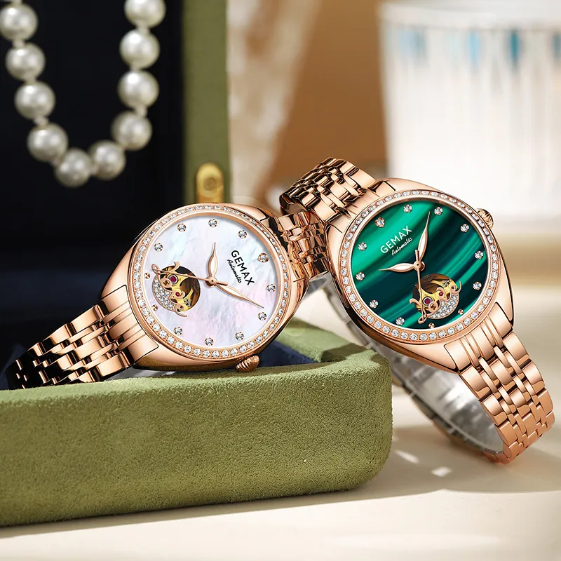 GEMAX Wrist Watch Automatic Mechanical Movement Stainless Steel Watchband Watch Women's Watch Green Dial-6