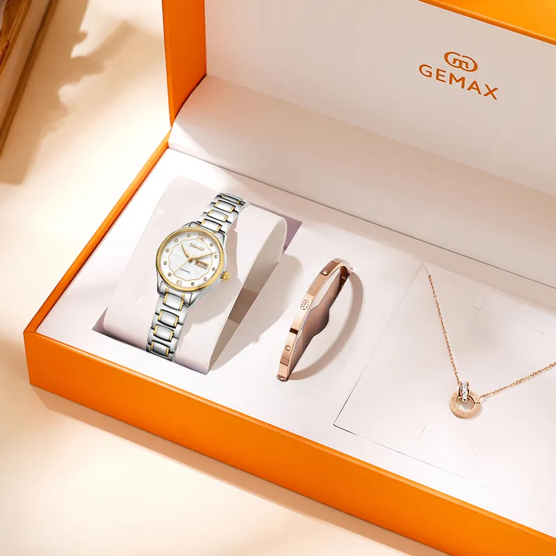 GEMAX Wrist Watch Mechanical Movement Stainless Steel Watchband Watch Women's Watch White Dial-9