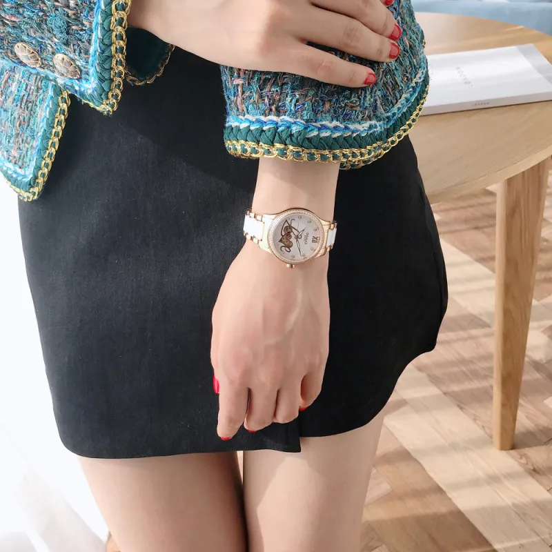GEMAX Wrist Watch Automatic Mechanical Movement Ceramic Strap Watch Women's Watch White Dial-5